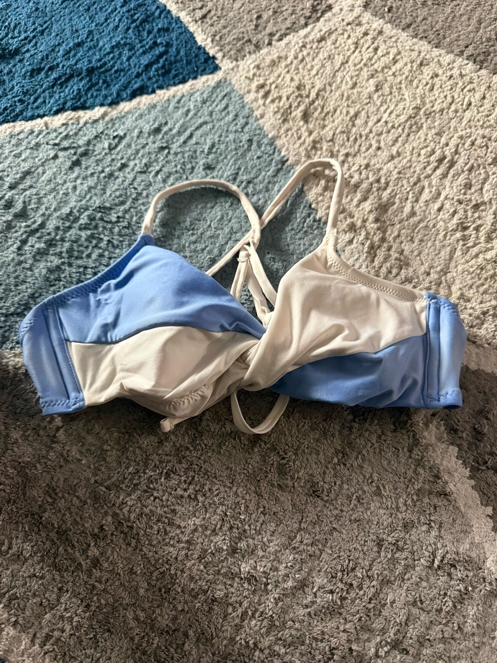 Blue and white bikini